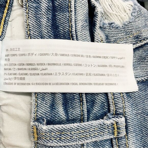 Abercrombie & Fitch A&F Mom Jean Button Fly Crop Medium Wash Raw Hem Size 25 | 0 - Picture 8 of 10